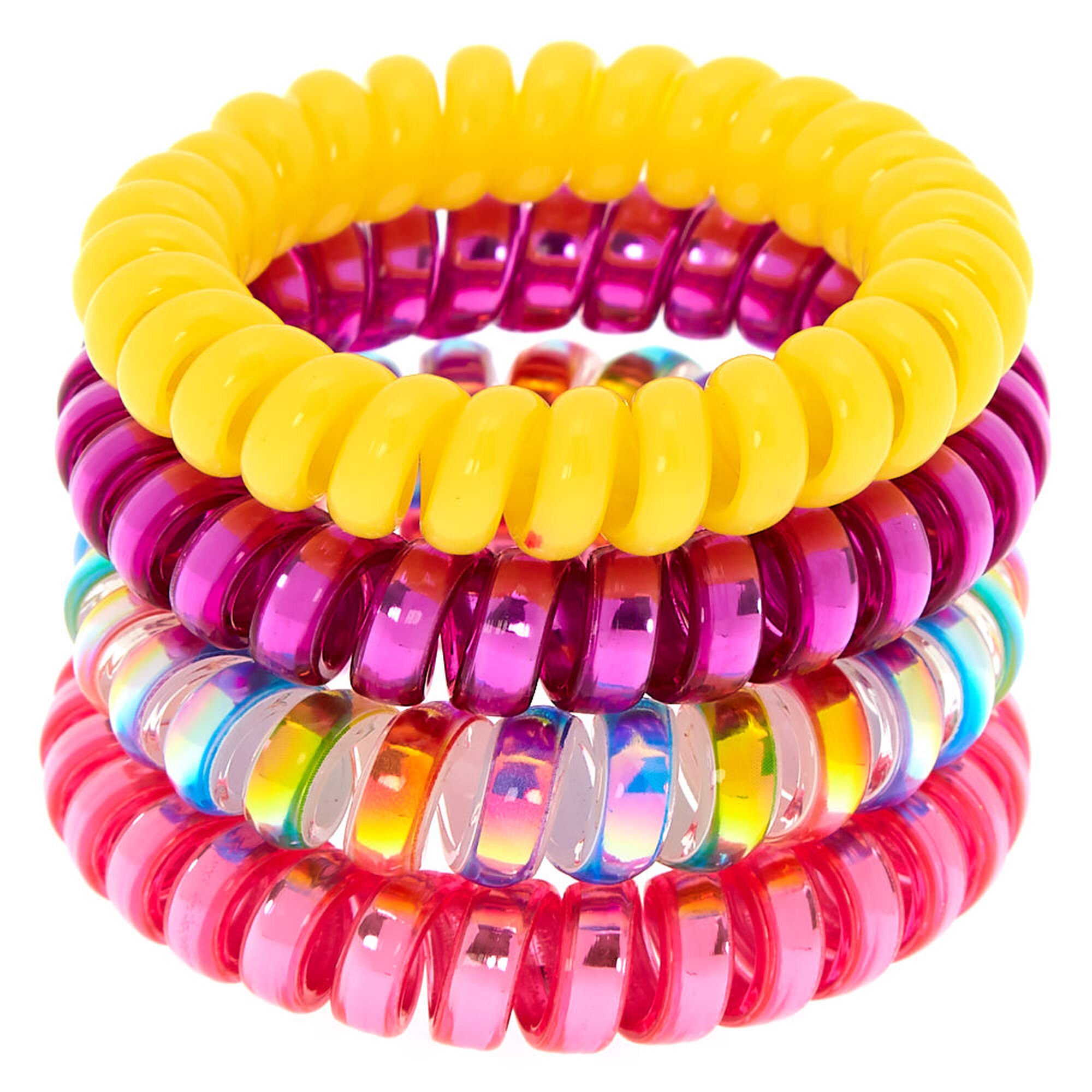 Claire's Élastiques spirales brillants arc-en-ciel - Lot de 4