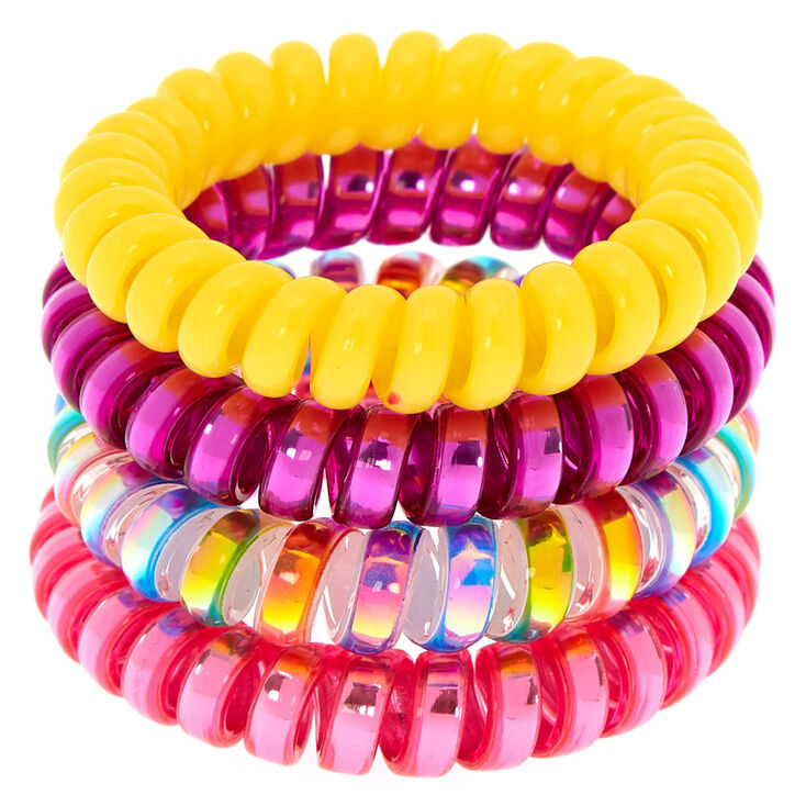 Rainbow Shine Spiral Hair Bobbles - 4 Pack,
