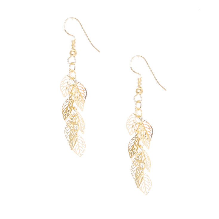 Gold Leaf Cut Out Drop Earrings Claire S Us