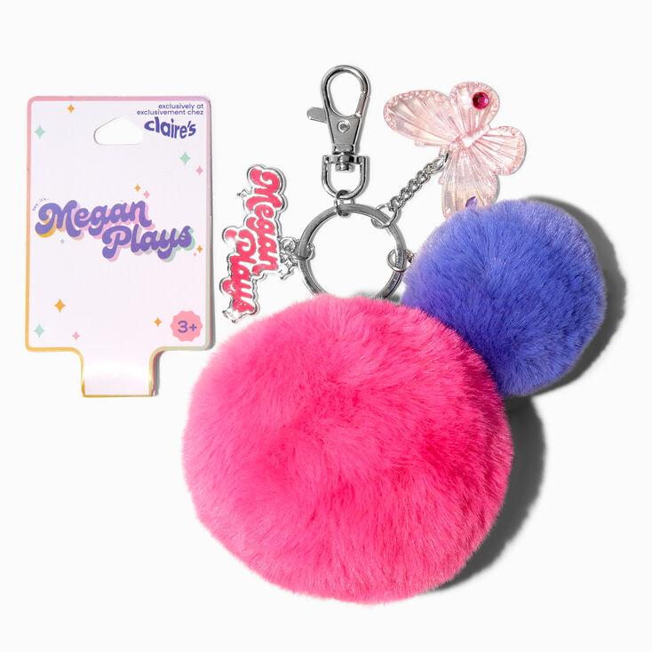 4 Faux Fur Pom Pom Keychain Rainbow Color