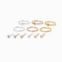 22G Mixed Metal Sterling Silver Nose Studs &amp; Hoop - 12 Pack,