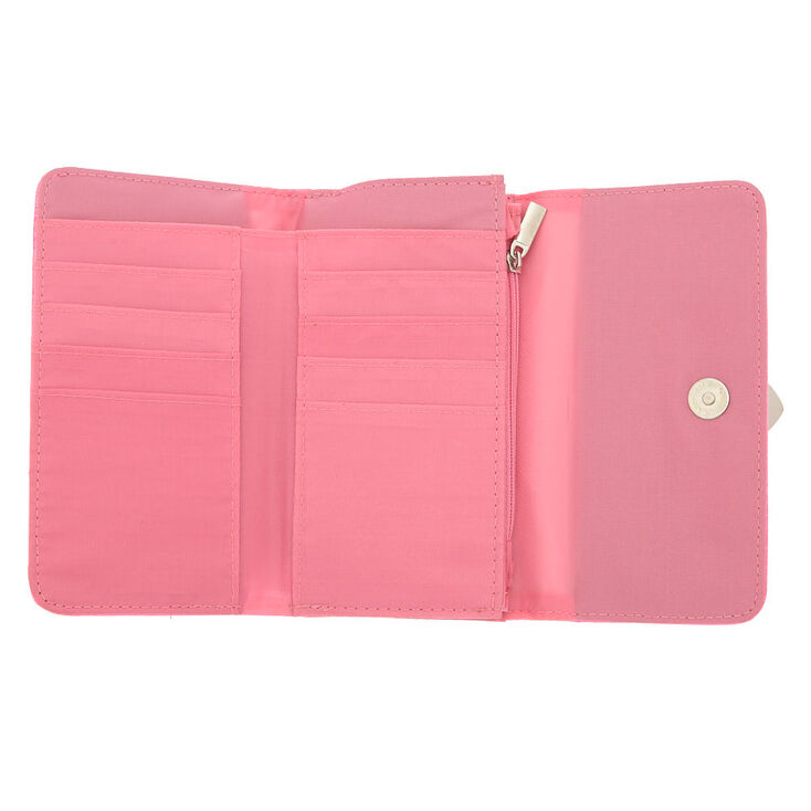 Glitter Heart Charm Wallet - Pink,
