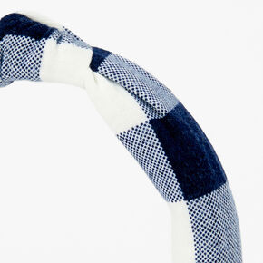 Plaid Navy Fabric Headband,