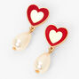 Gold Heart Teardrop Pearl Earrings,