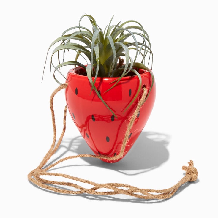 Hanging Strawberry Planter With Faux Succulent Plant,
