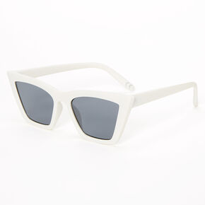 Rectangular Cat Eye Sunglasses - White,