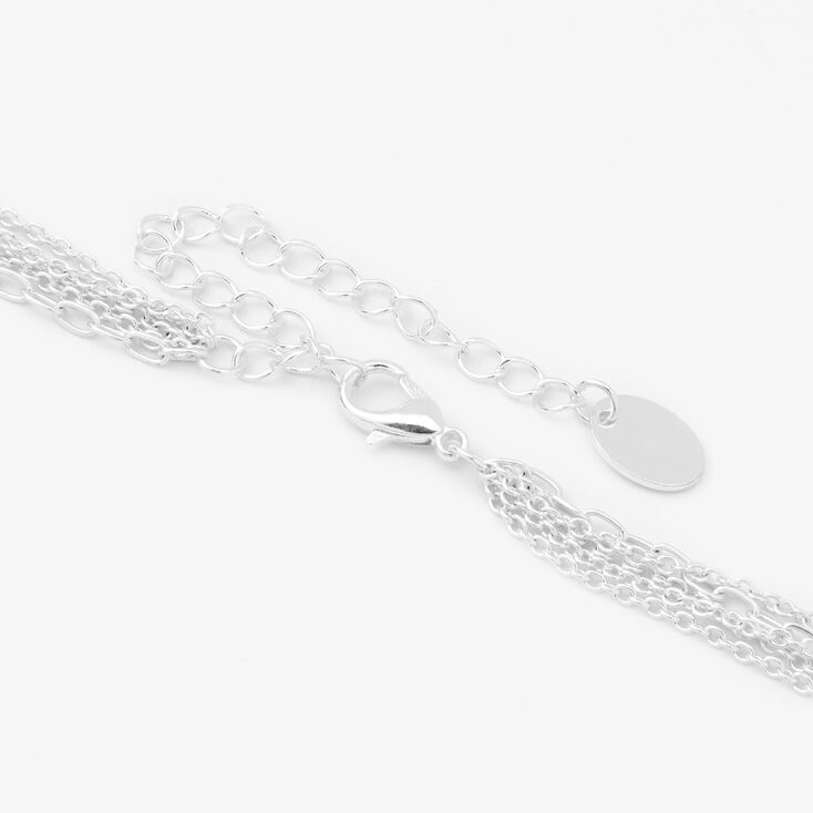 Silver Heart Love Choker Chain Multi Strand Necklace,