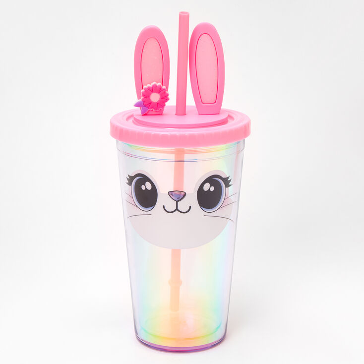 Glitter Bunny Iridescent Tumbler - Pink,