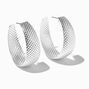 Silver-tone Textured Hoop Earrings,