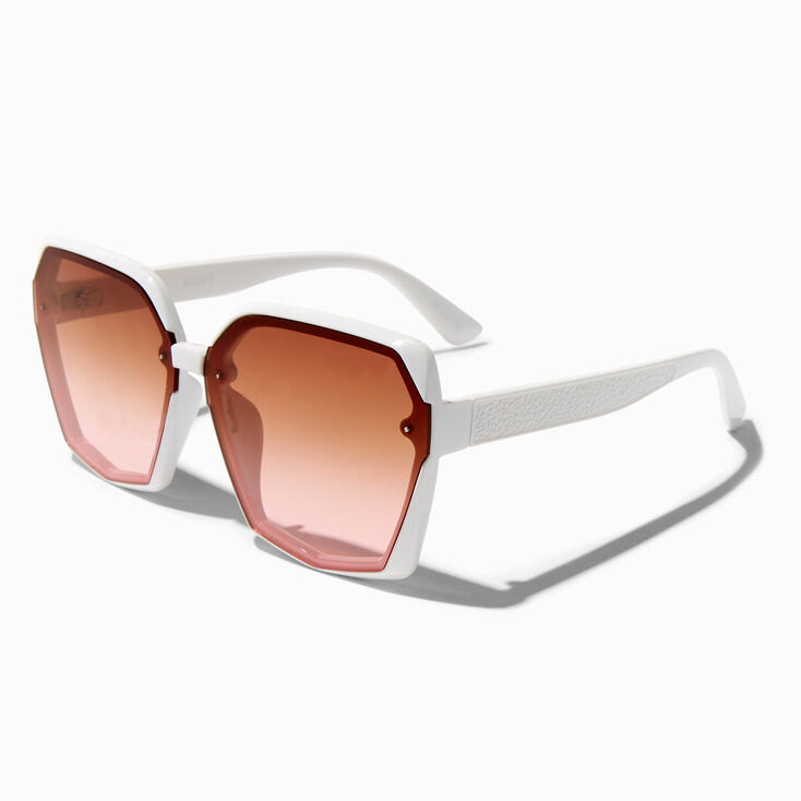 White Geometric Faded Lens Sunglasses,
