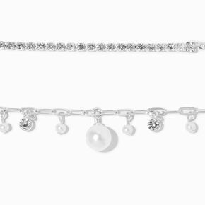 Pearl &amp; Crystal Silver-tone Paperclip Chain Bracelet,