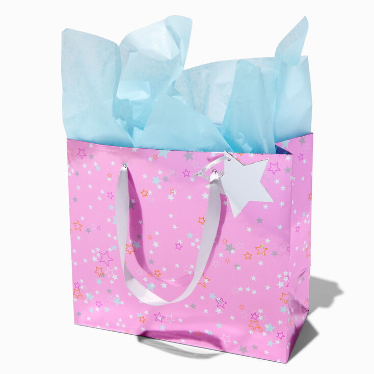 Pink Star Tissue Paper &amp; Medium Gift Bag,