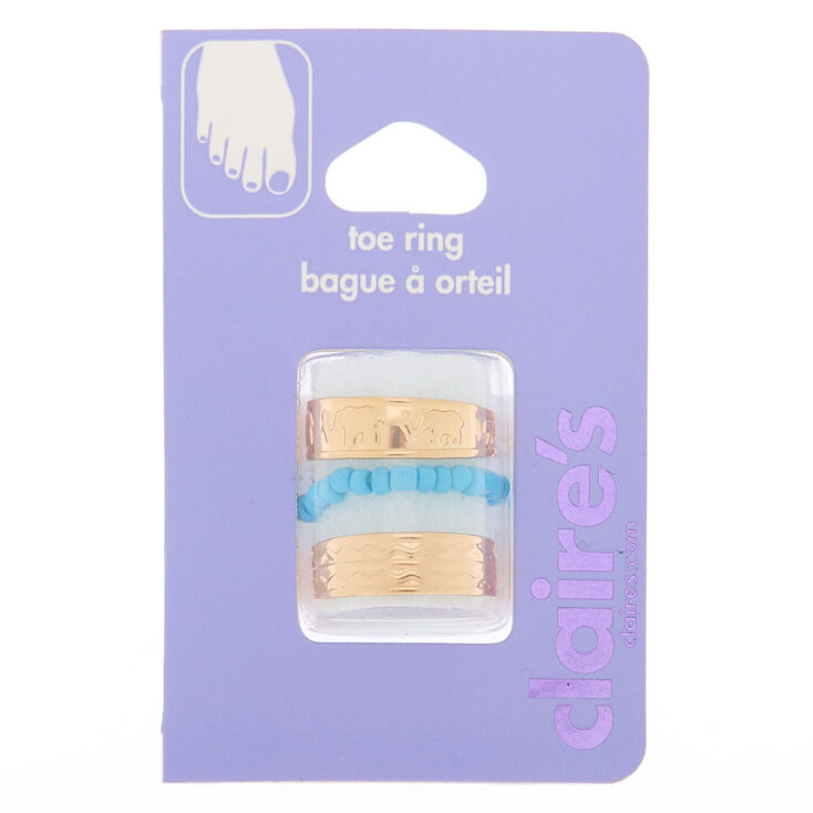 Gold Boho Elephant Toe Rings - Turquoise, 3 Pack,