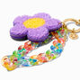 Purple Chenille Daisy Wristlet Keychain,