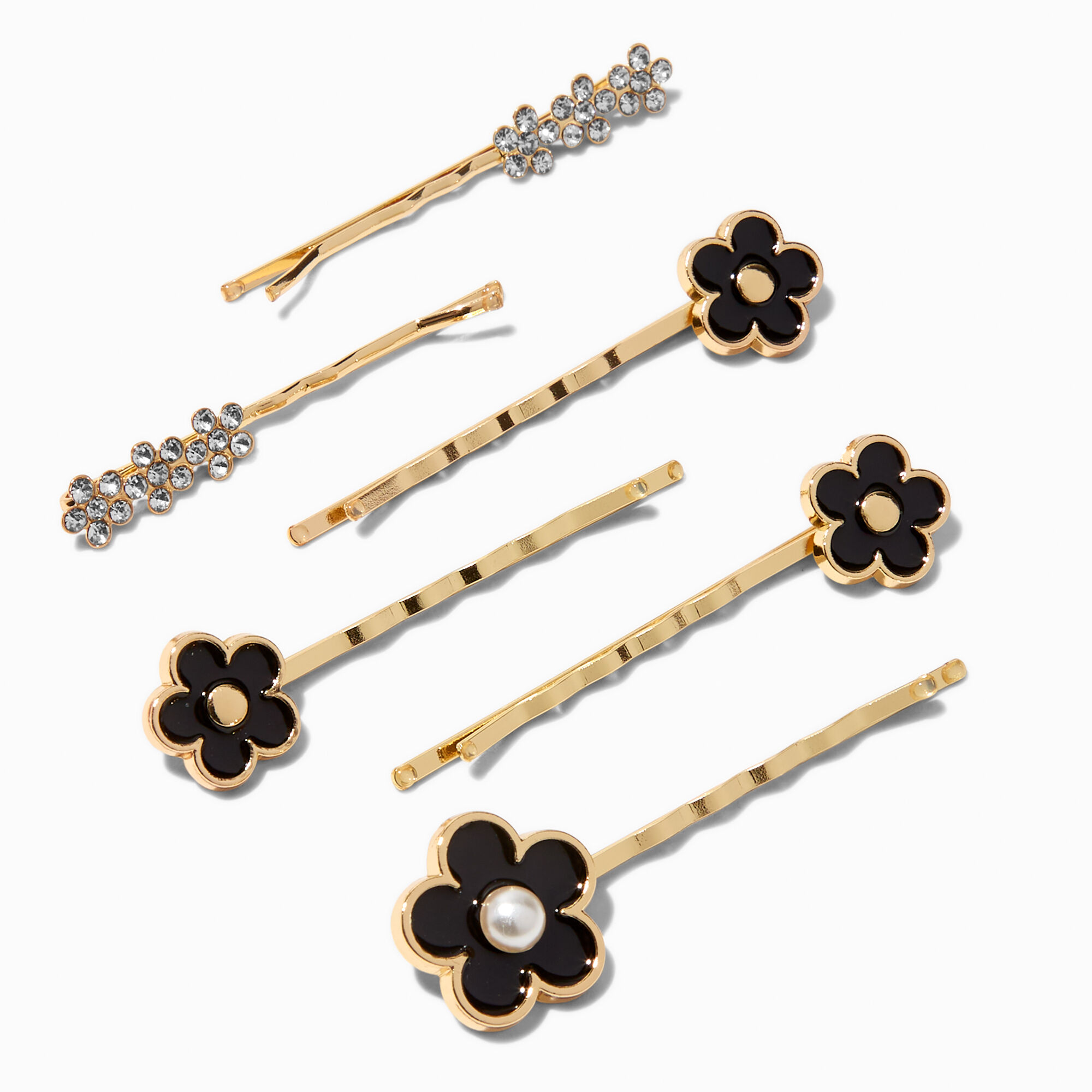 View Claires Daisy Bobby Pins 6 Pack Black information