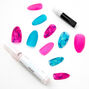 Butterfly Sea Glass Stiletto Faux Nail Set - 24 Pack,