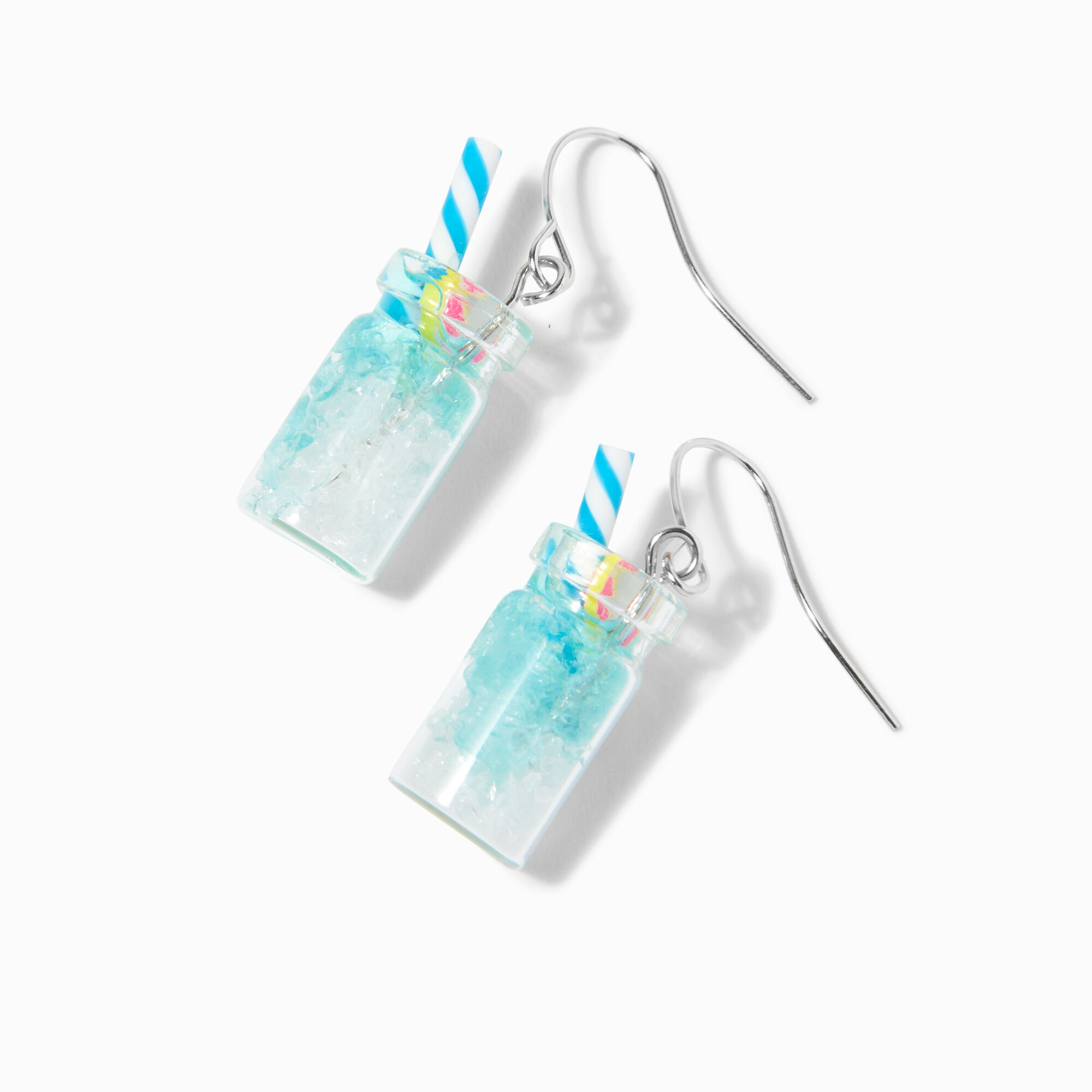 View Claires Silver 1 Lemonade Drink Drop Earrings Blue information