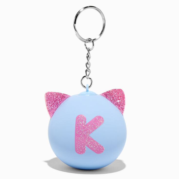 Initial Cat Ears Stress Ball Keychain - K,