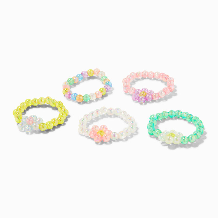 Claire&#39;s Club Daisy Beaded Stretch Rings - 5 Pack,
