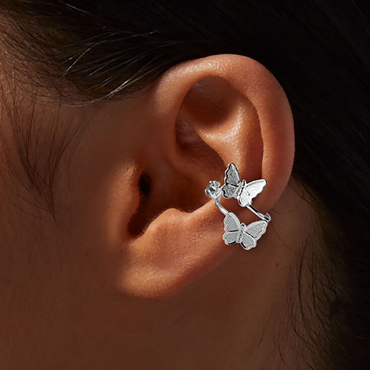 Silver-tone Butterfly Ear Cuff,