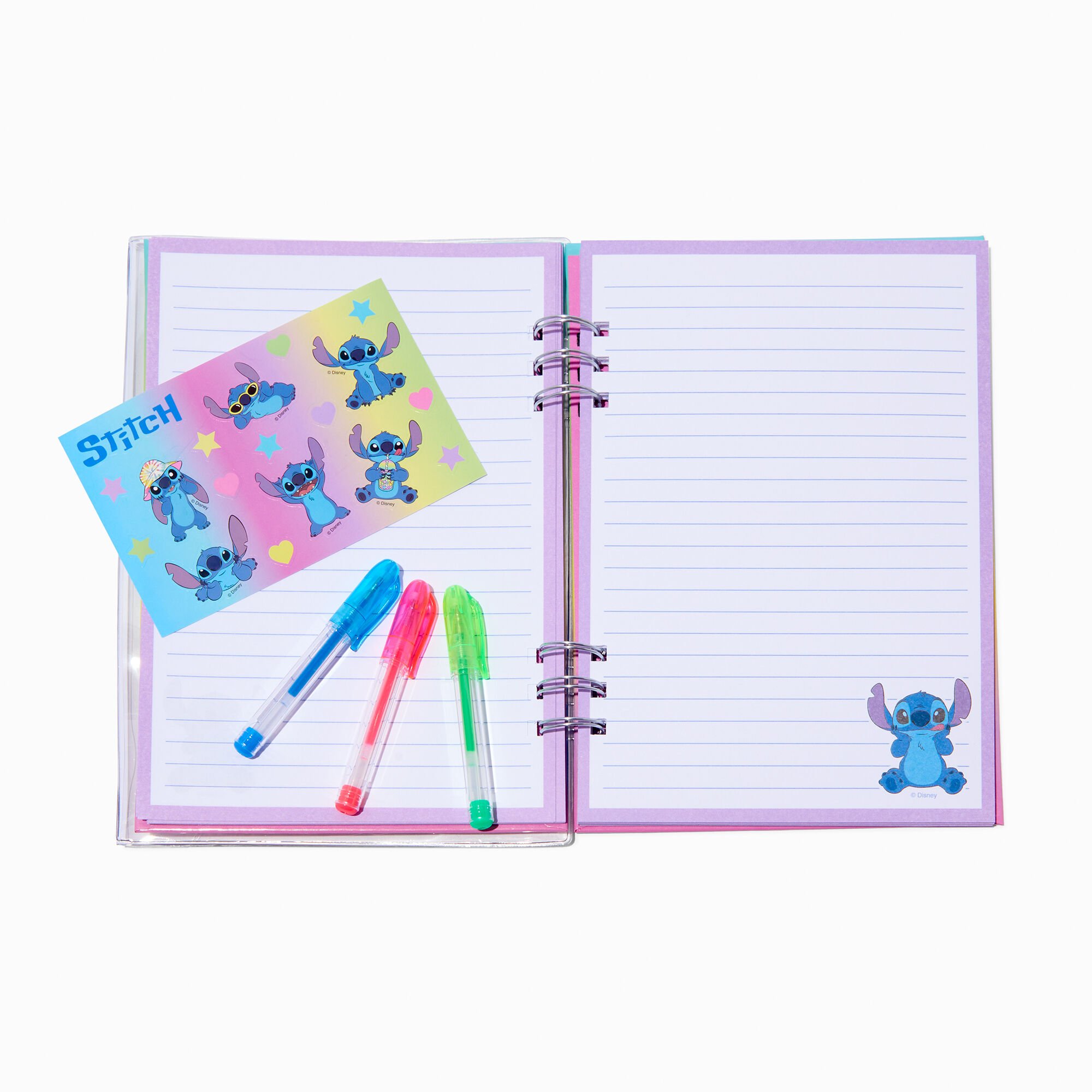 Disney Stitch Claire's Exclusive Summer Spiral Notebook & Stationery Set,