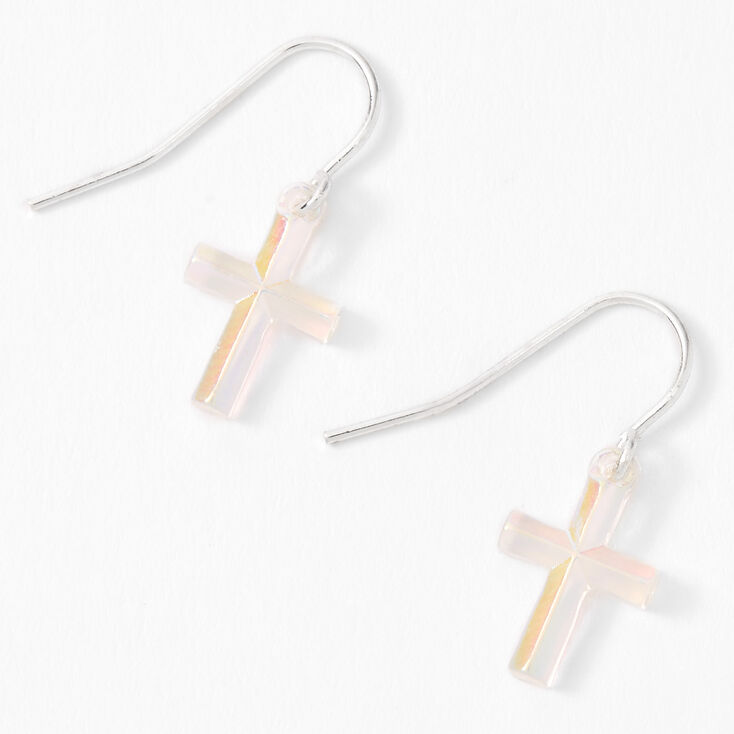 Claire's Pendantes croix holographiques 1,5 cm couleur argentée