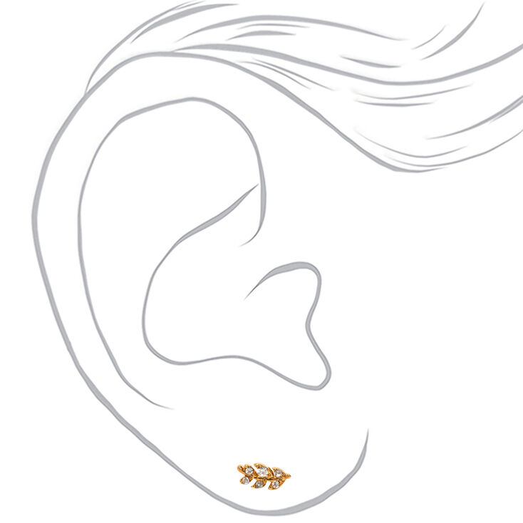 18kt Gold Plated Crystal Leaf Stud Earrings,
