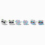 Glitter Panda &amp; Cat Paw Acrylic Stud Earrings - 3 Pack,