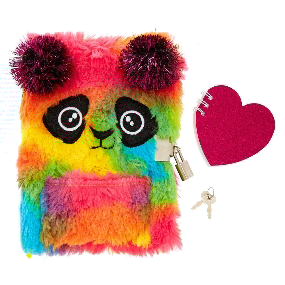 Journal intime souple avec cadenas panda arc-en-ciel,