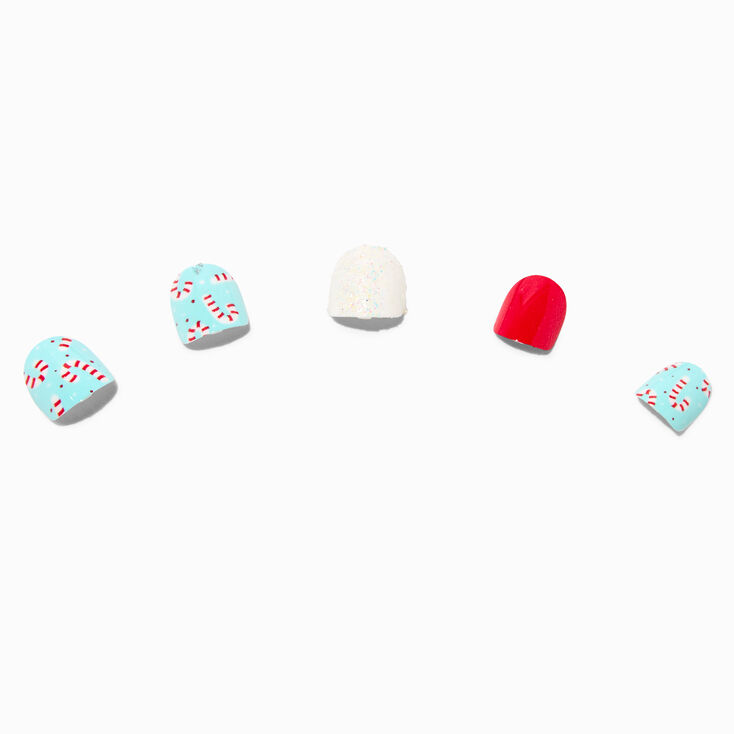 Claire&#39;s Club Candy Cane Square Press On Vegan Faux Nail Set - 10 Pack,