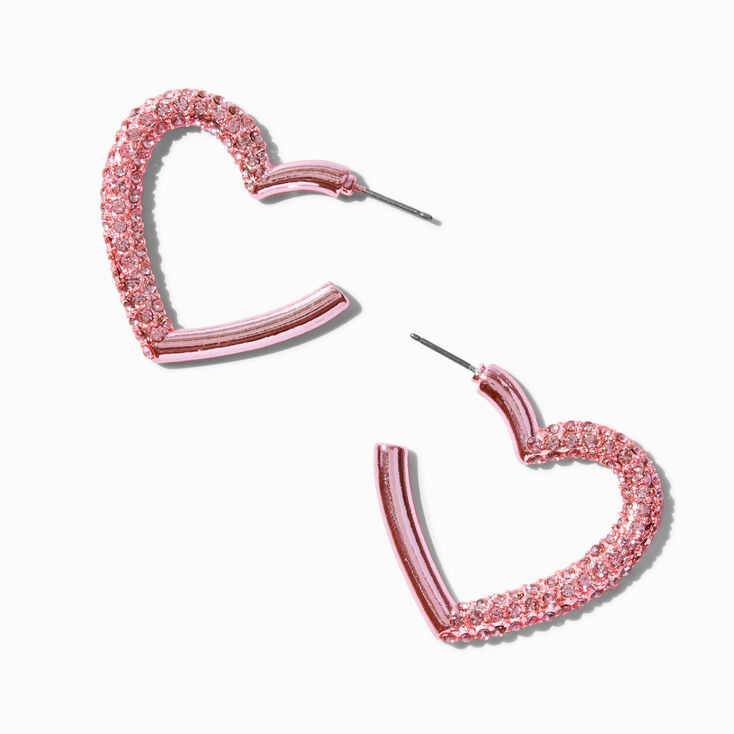 Cr&eacute;oles c&oelig;ur strass anodis&eacute;es roses,
