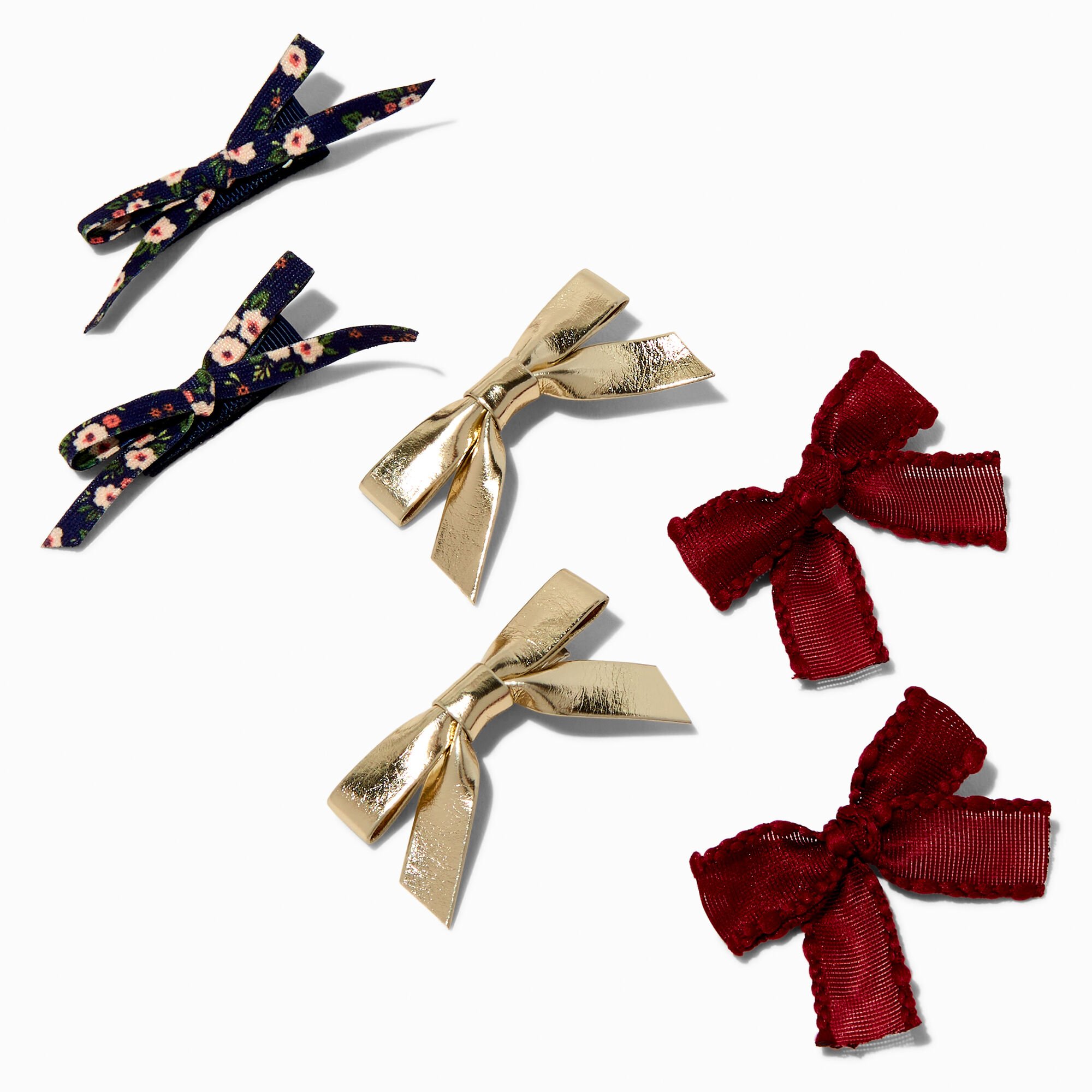 Claire's Club Fall Print Hair Bow Clips - 6 Pack,