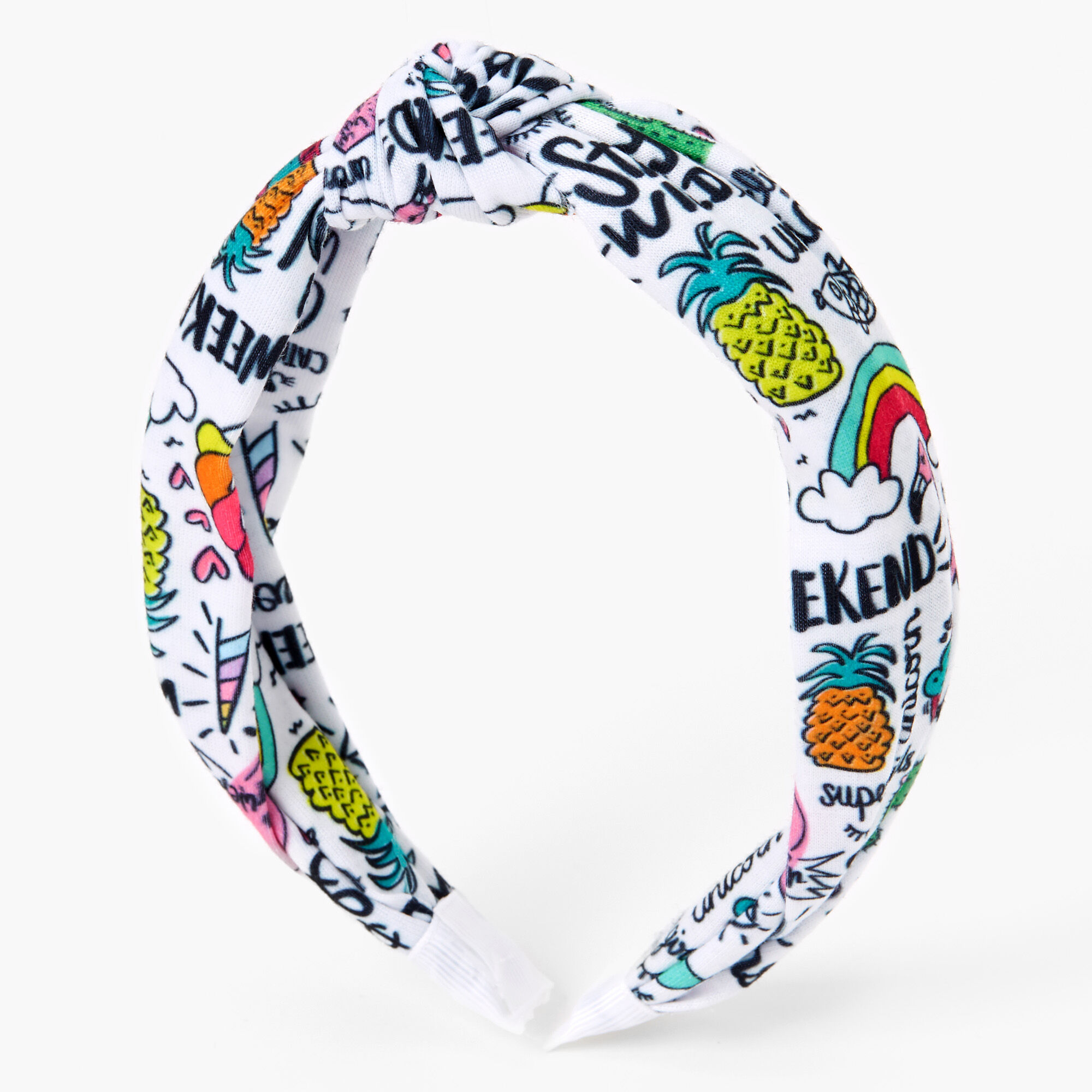 Unicorn Doodle Print Twisted Headband,