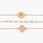 Gold Pressed Floral Filigree Chain Bracelets - 3 Pack,