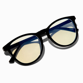 Solar Blue Light Reducing Black Oval Clear Lens Frames,