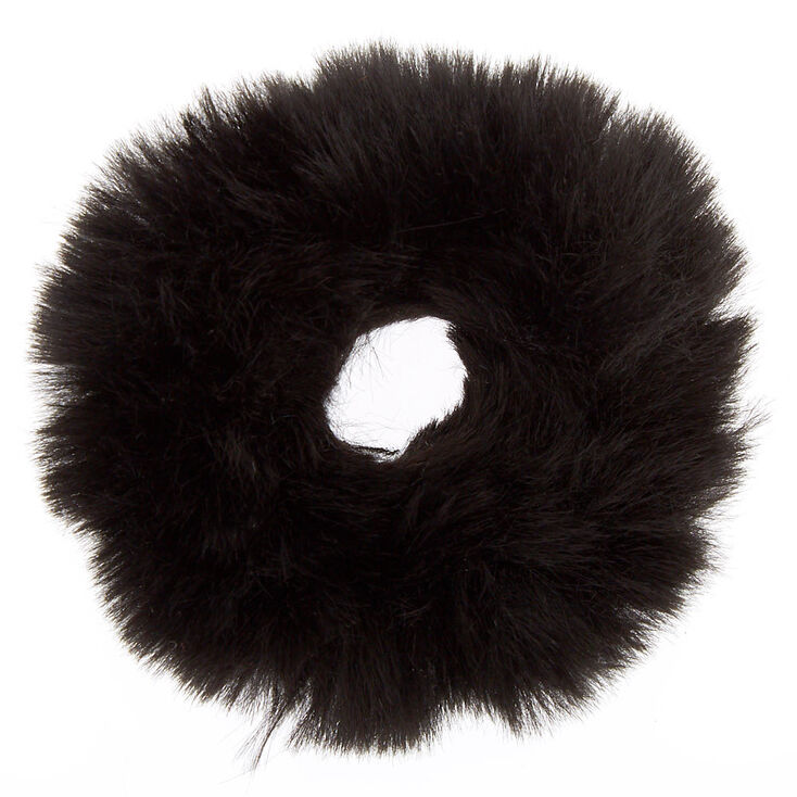 Medium Faux Fur Hair Scrunchie - Black,