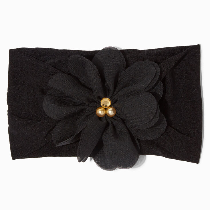 Claire&#39;s Club Chiffon Flower Headwrap - Black,