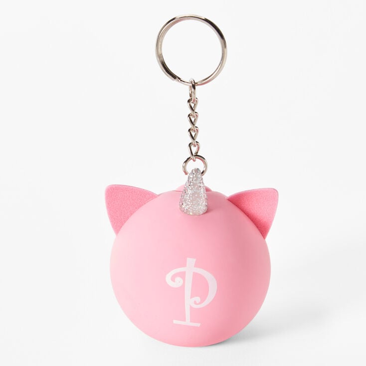 Initial Unicorn Stress Ball Keychain - Pink, P,
