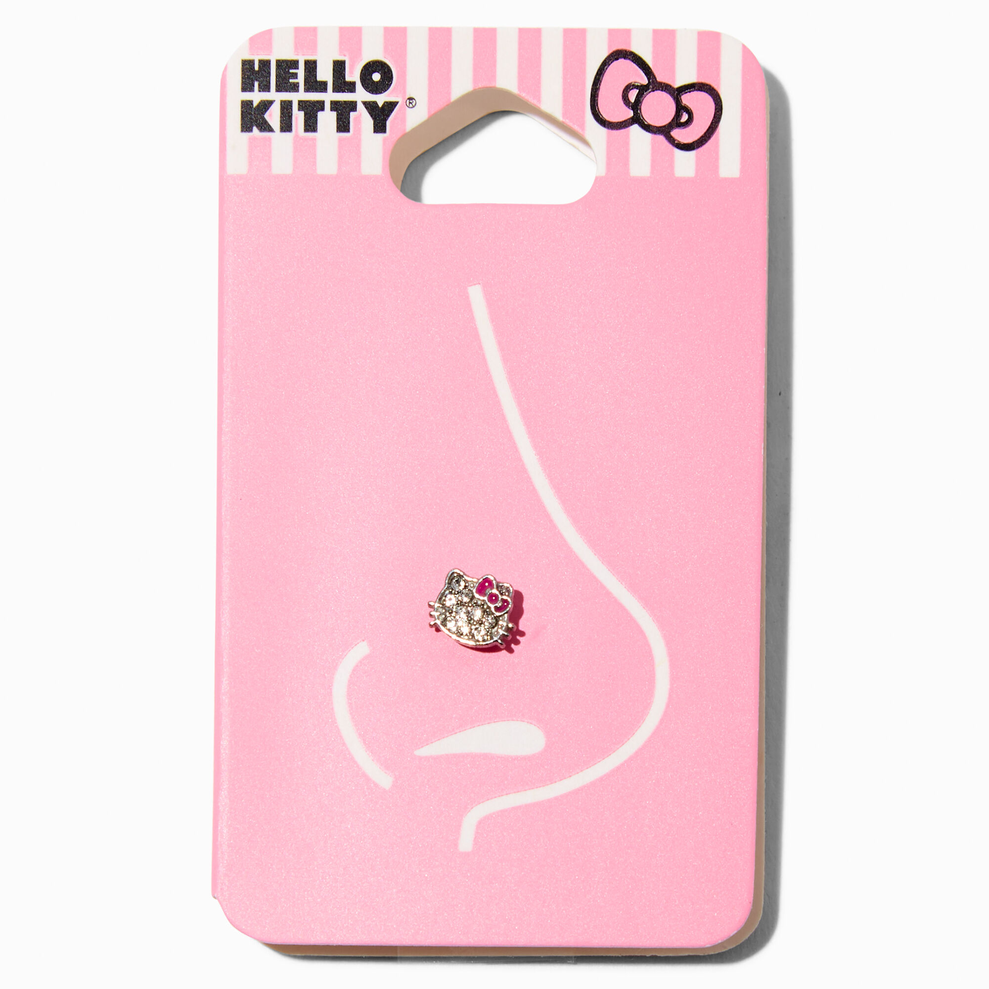 Hello Kitty Stainless Steel Embellished Face 16G Nose Stud