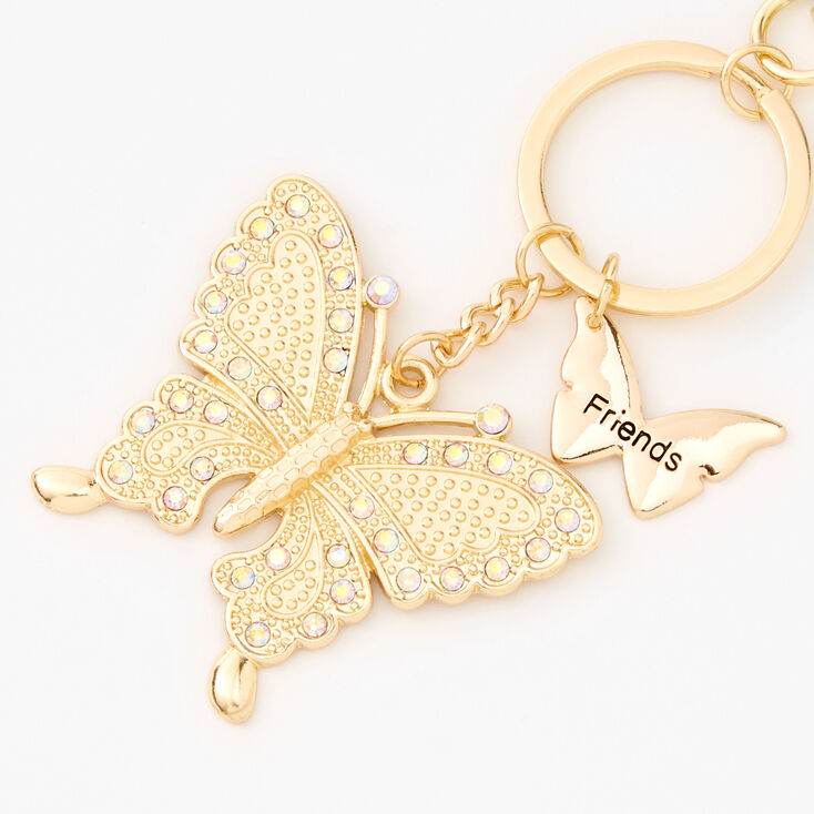 Best Friends Embellished Gold Butterfly Keychains - 2 Pack,