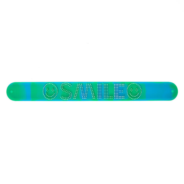 Blue &amp; Green Smile Slap Bracelet,