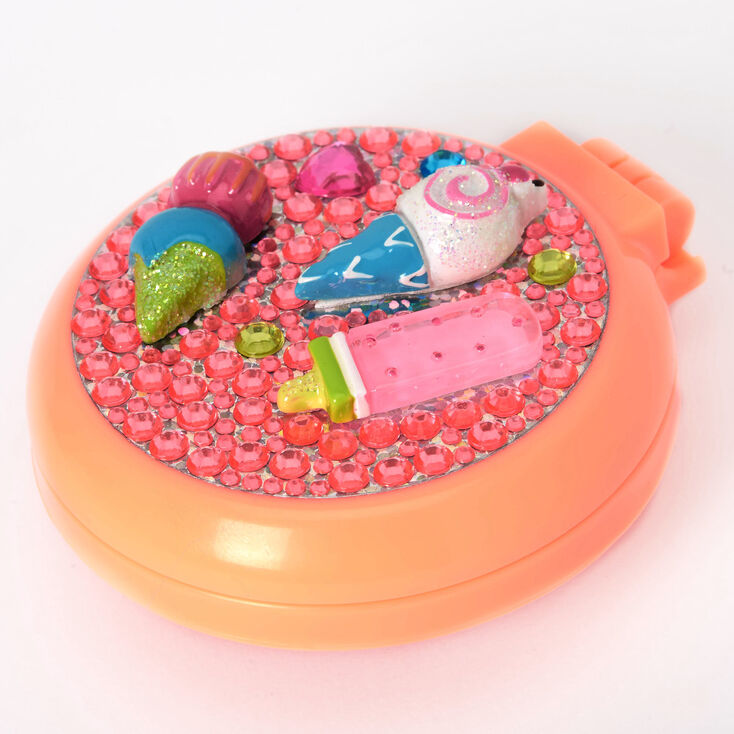 Claire's Brosse à cheveux rétractable crème glacée et strass - Pêche