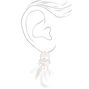 Silver 4&quot; Tree Dreamcatcher Feather Drop Earrings,