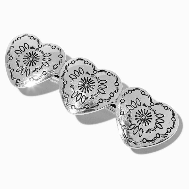 Silver-tone Cowgirl Heart Hair Barrette Clip,