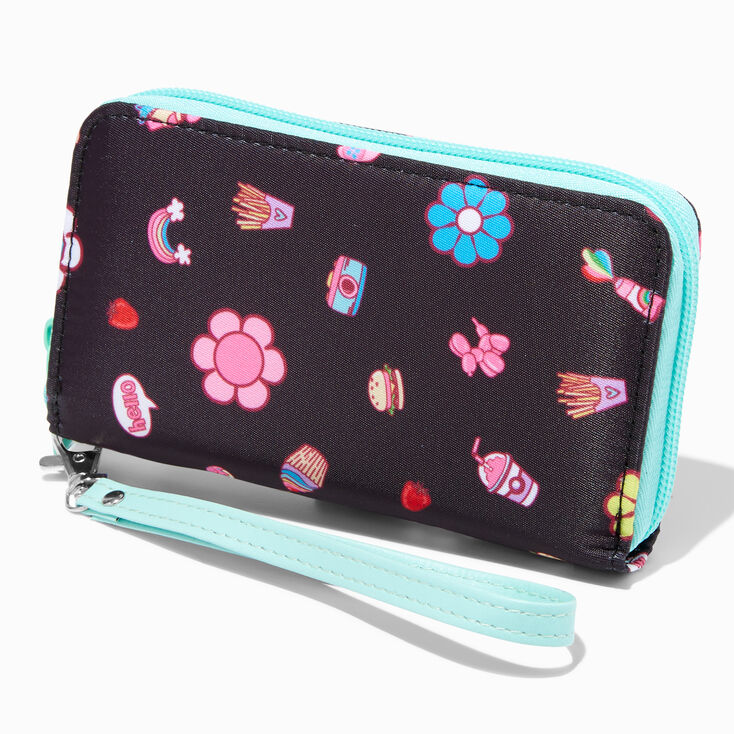 Trendy Icons Print Wristlet,