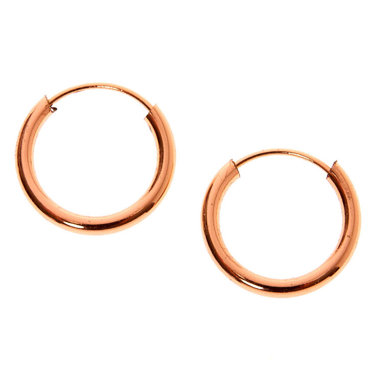 18kt Rose Gold Plated Cubic Zirconia Stud &amp; Hoop Earring Set - 3 Pack,