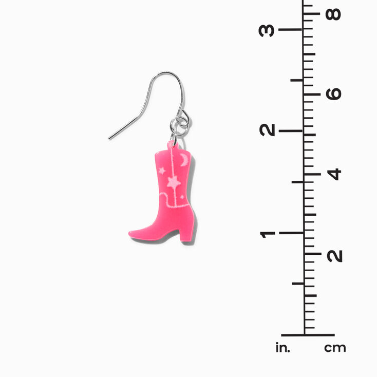 Pink Glow in the Dark Cowboy Boots 1.5&quot; Drop Earrings,