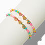 Best Friends BFF Hearts Pastel Beaded Stretch Bracelets - 2 Pack,