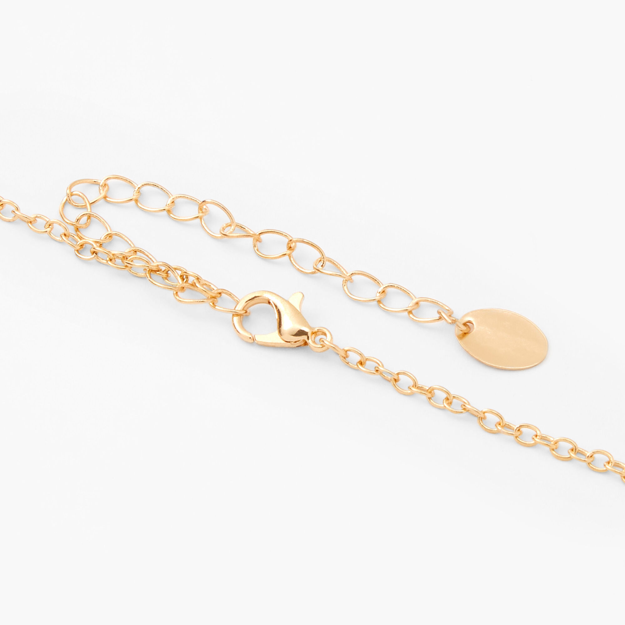 Collier à pendentif 40 cm avec breloques porte-bonheur couleur dorée,