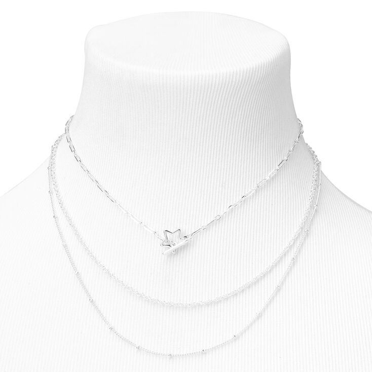 Silver Star Toggle Multi Strand Necklace,